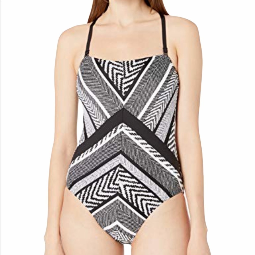 KENNETH Cole Chevron Print One Piece Swimsuit